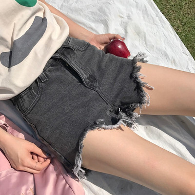 Ежедневни дамски къси панталони с висока талия и реснички по краищата на крачолите