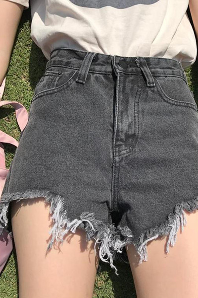 Ежедневни дамски къси панталони с висока талия и реснички по краищата на крачолите