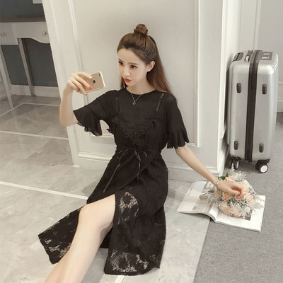 Η τρέχουσα άνοιξη και το καλοκαίρι το μοντέλο δαντέλα φόρεμα από 2 μέρη