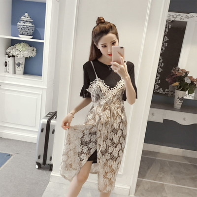 Η τρέχουσα άνοιξη και το καλοκαίρι το μοντέλο δαντέλα φόρεμα από 2 μέρη