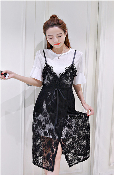 Η τρέχουσα άνοιξη και το καλοκαίρι το μοντέλο δαντέλα φόρεμα από 2 μέρη