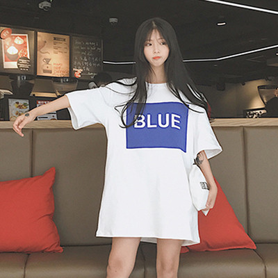 Κυρίες ευρύ τύπου μπλούζα χιτώνα με μακριά μανίκια και γράμματα στο στήθος