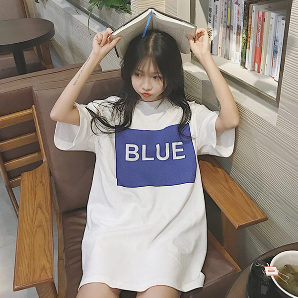 Κυρίες ευρύ τύπου μπλούζα χιτώνα με μακριά μανίκια και γράμματα στο στήθος