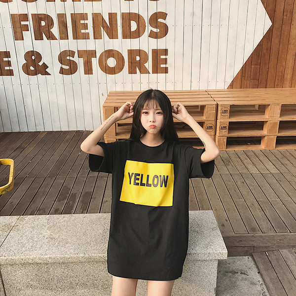 Κυρίες ευρύ τύπου μπλούζα χιτώνα με μακριά μανίκια και γράμματα στο στήθος