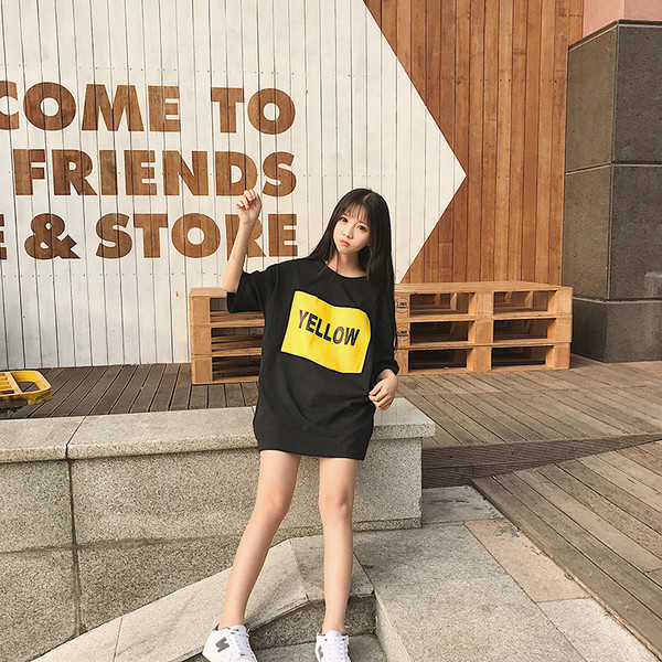 Κυρίες ευρύ τύπου μπλούζα χιτώνα με μακριά μανίκια και γράμματα στο στήθος