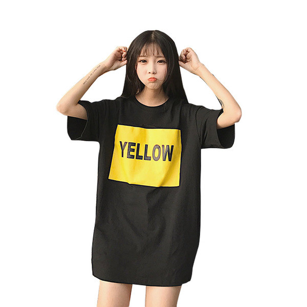 Κυρίες ευρύ τύπου μπλούζα χιτώνα με μακριά μανίκια και γράμματα στο στήθος