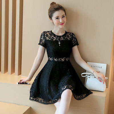 Λεπτό άνετα το καλοκαίρι κυρίες φόρεμα δαντέλα διάτρητη