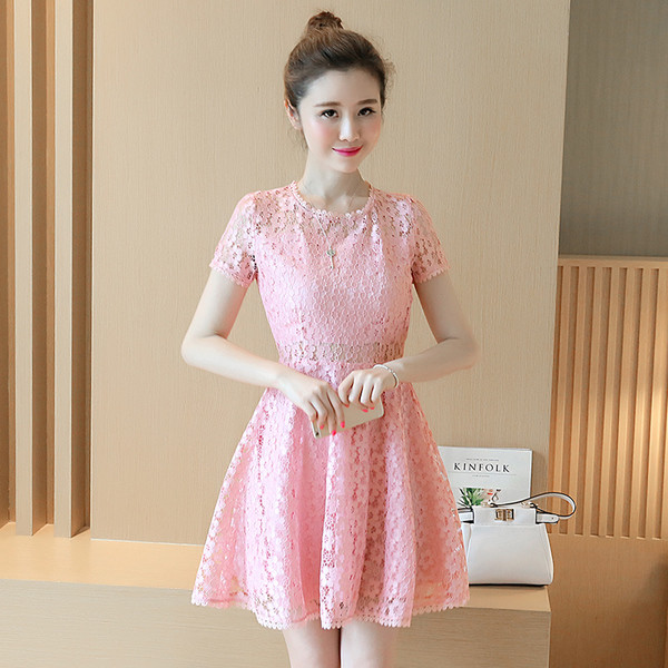 Λεπτό άνετα το καλοκαίρι κυρίες φόρεμα δαντέλα διάτρητη