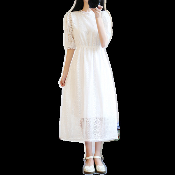 Η πραγματική κυρίες δαντέλα μακρύ φόρεμα με 3/4 μανίκι