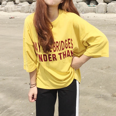 Μακριά μεγάλη shirt σε διάφορα χρώματα με 3/4 μανίκια και λεζάντα