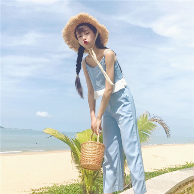 Σετ 2 μέρη - μικρό γιλέκο και παντελόνι με υψηλή μέση - 2 χρώματα