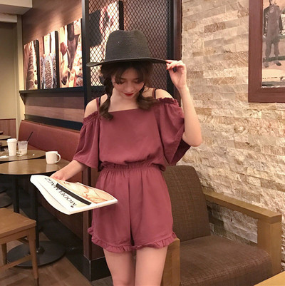 Καλοκαίρι κυρίες σύντομη jumpsuit με πτώση ώμους