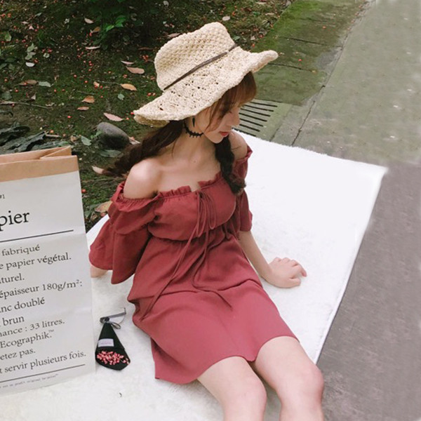 ευρύ φόρεμα πολύ μαλακό και άνετο κυρίες με έναν ώμο κατάλληλο για τις ζεστές μέρες του καλοκαιριού