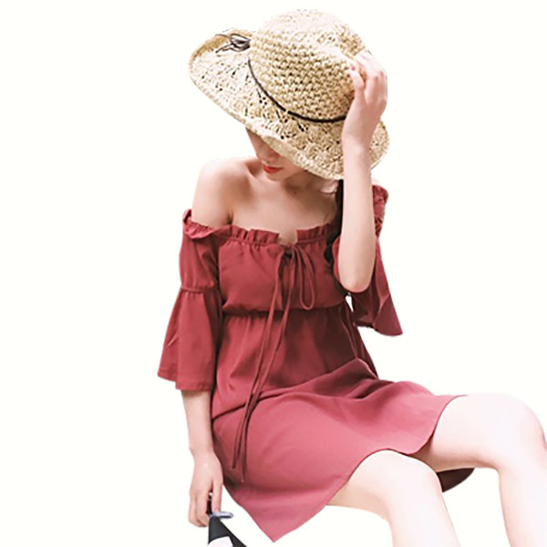 ευρύ φόρεμα πολύ μαλακό και άνετο κυρίες με έναν ώμο κατάλληλο για τις ζεστές μέρες του καλοκαιριού