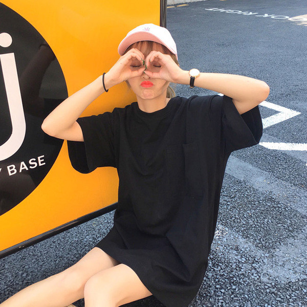 Απλή μεγάλη μακρύ T-shirt τσέπη στυλ τουνίκ