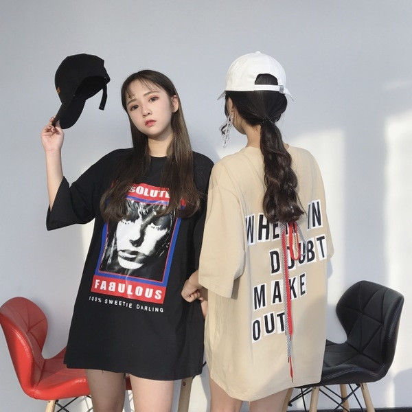 μπλούζες Ευρεία κυρίες πουκάμισο με εκτύπωση, να υπογράψει και κρέμονται μπαρ