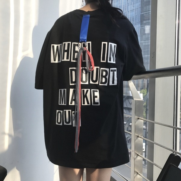 μπλούζες Ευρεία κυρίες πουκάμισο με εκτύπωση, να υπογράψει και κρέμονται μπαρ