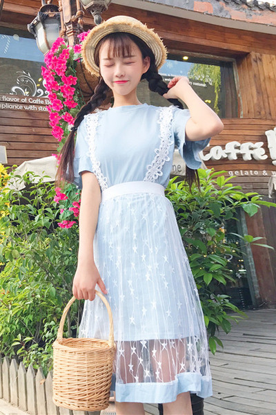 Φόρεμα 2 μέρη με άκρη δαντέλα mesh,