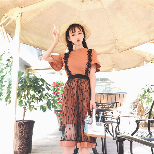 Φόρεμα 2 μέρη με άκρη δαντέλα mesh,