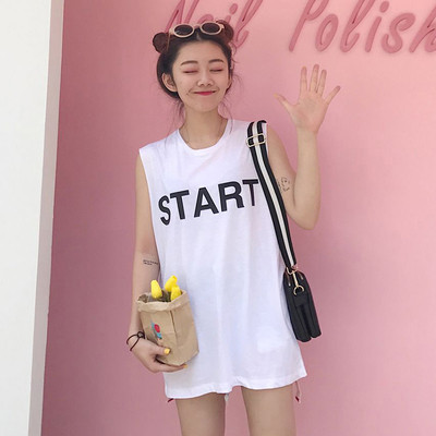 αμάνικο T-shirt Long γυναικών με την επιγραφή «START»