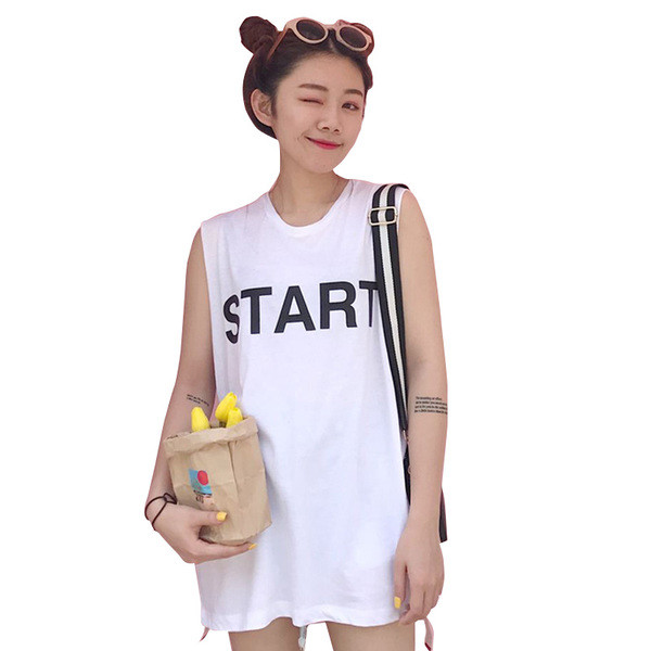 αμάνικο T-shirt Long γυναικών με την επιγραφή «START»