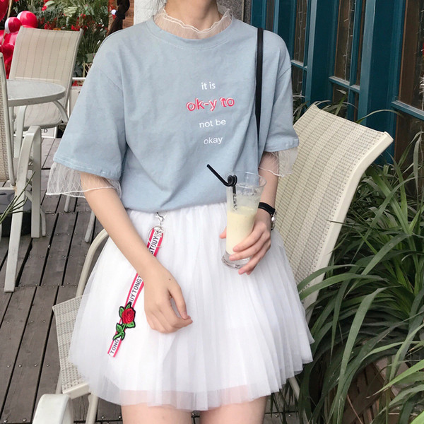 πουκάμισο σύγχρονες γυναίκες με 3/4 μανίκια με δίχτυα δαντέλα