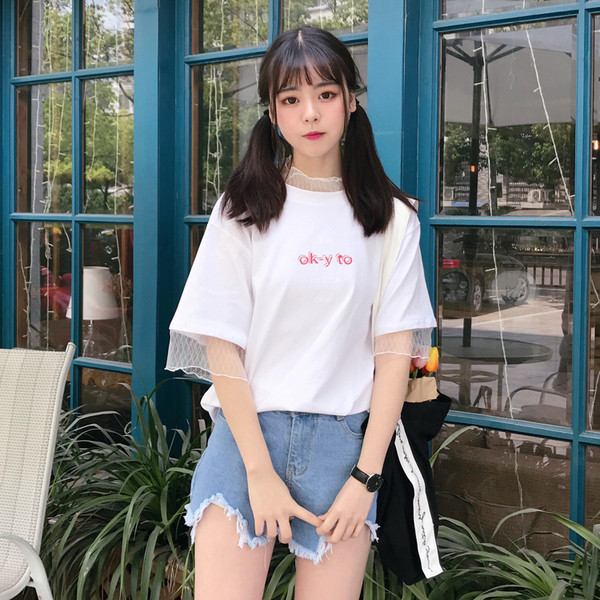 πουκάμισο σύγχρονες γυναίκες με 3/4 μανίκια με δίχτυα δαντέλα