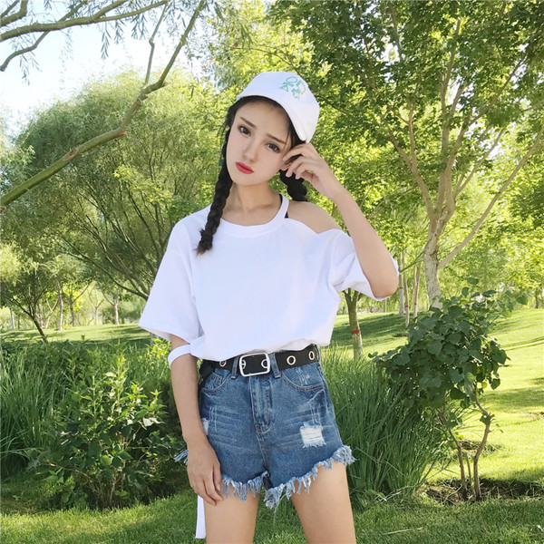 Πραγματική κυρίες μπλούζα με έναν ώμο και ένα χιτώνιο σύνδεσης