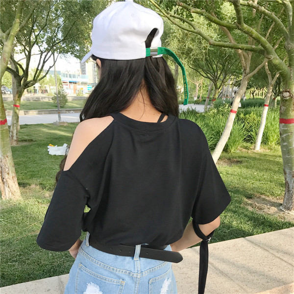 Πραγματική κυρίες μπλούζα με έναν ώμο και ένα χιτώνιο σύνδεσης