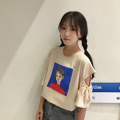 Πολύ ενδιαφέρον κυρίες T-shirt με φαρδιά μανίκια κατακερματισμένη και πολύχρωμο, διασκεδαστικό εκτύπωσης