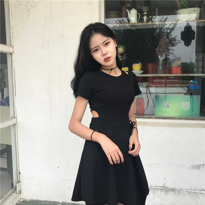 κοντό φόρεμα Κομψό κυρίες σε μαύρο και κόκκινο χρώμα έκδοση