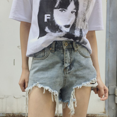 Hit σύντομο παντελόνι τζιν παντελόνι με razrafani και κρόσσια άκρα