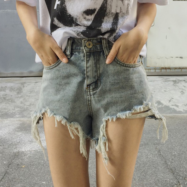 Hit σύντομο παντελόνι τζιν παντελόνι με razrafani και κρόσσια άκρα