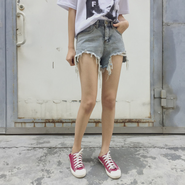 Hit σύντομο παντελόνι τζιν παντελόνι με razrafani και κρόσσια άκρα