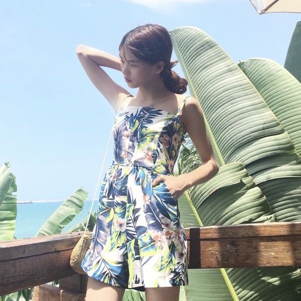 Πολύ κομψό κυρίες jumpsuit με μοτίβα λουλουδιών