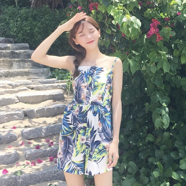 Πολύ κομψό κυρίες jumpsuit με μοτίβα λουλουδιών