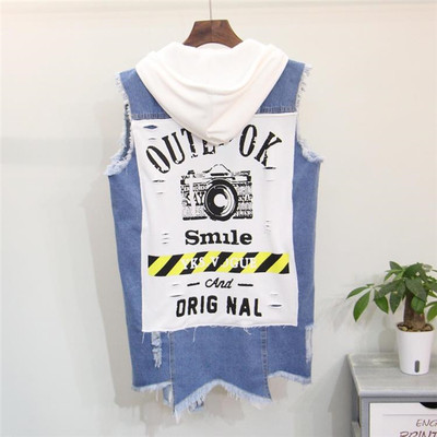 Κομψή κυρίες τζιν μπουφάν με κουκούλα