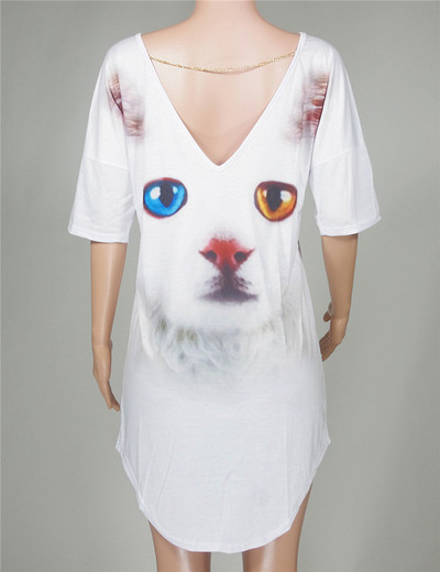 Καθημερινά φόρεμα λευκών γυναικών με V-neck - 2 μοντέλα