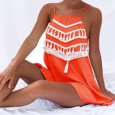 Αθλητισμός Κυρίες φόρεμα με όμορφο φούντες κατάλληλο για την παραλία - 4 χρώματα