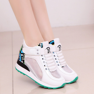 Γυναικεία αναπνεύσιμα πάνινα παπούτσια με κορδόνια και λουράκια βελκρό με σχέδια - 2 χρώματα