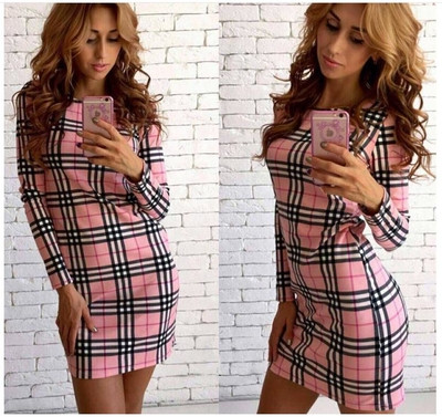 Μεγάλη κυρίες καθημερινά φόρεμα με μακριά μανίκια και ρίγες - 5 διαφορετικά χρώματα