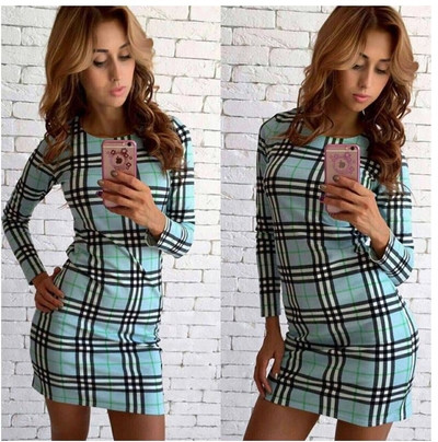 Μεγάλη κυρίες καθημερινά φόρεμα με μακριά μανίκια και ρίγες - 5 διαφορετικά χρώματα