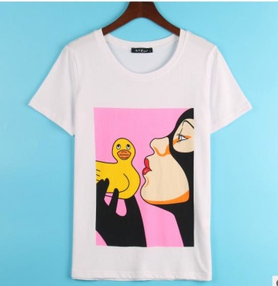 Sport-κομψές κυρίες T-shirt με κοντά μανίκια ενδιαφέρον σφραγίδα