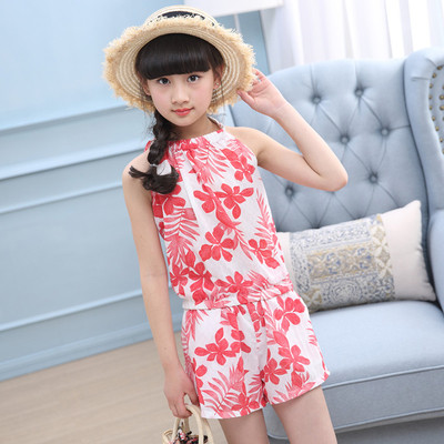 Καλοκαιρινό παιδικό σετ δύο τεμαχίων παντελόνι και μπλούζα - καταπληκτικά σχέδια με floral σχέδια για τα κορίτσια