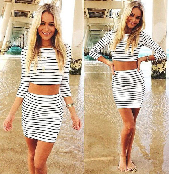 Καθημερινά κυρίες ριγέ σύνολο των δύο μερών