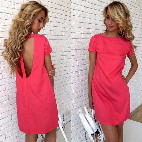 Sport-κομψές κυρίες φόρεμα με ενδιαφέρον πίσω - 4 χρώματα