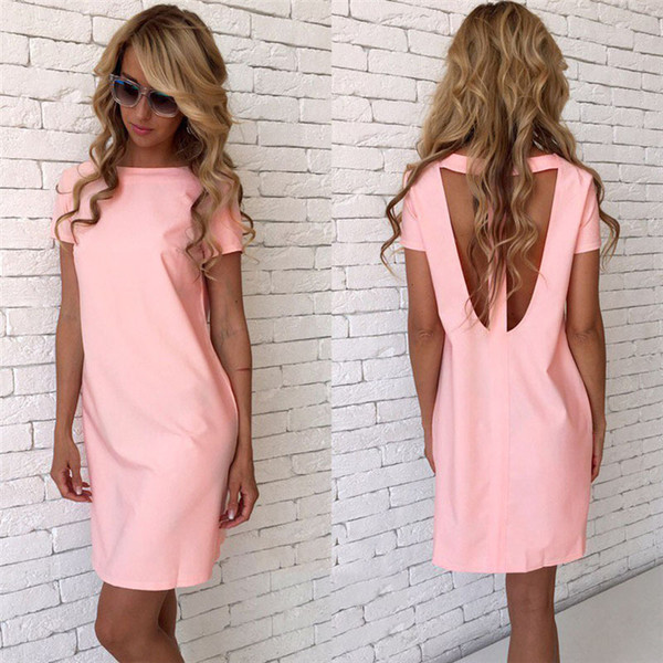 Sport-κομψές κυρίες φόρεμα με ενδιαφέρον πίσω - 4 χρώματα