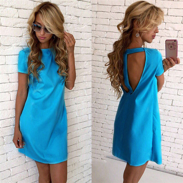 Sport-κομψές κυρίες φόρεμα με ενδιαφέρον πίσω - 4 χρώματα