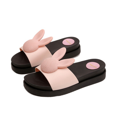 Πολύ ενδιαφέρουσες Γυναικείες παντόφλες με ενδιαφέρουσα διακόσμηση (αυτιά κουνελιών) - 3 χρώματα