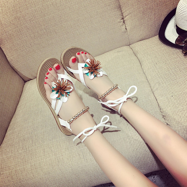 Σούπερ φρέσκα κυρίες περιστασιακή σανδάλια με στοιχεία υπό τη μορφή των λουλουδιών